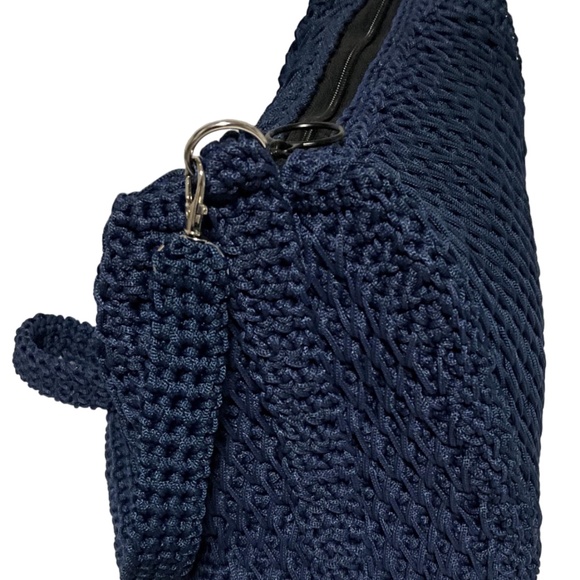 Handmade Blue Crochet Sling Handbag - Picture 6 of 7